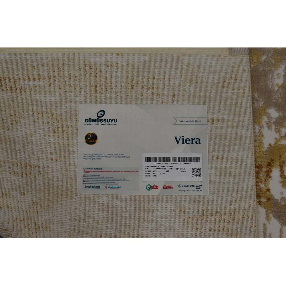 Gümüşsuyu Viera 13551 Makine Halısı - Sarı - 160X230