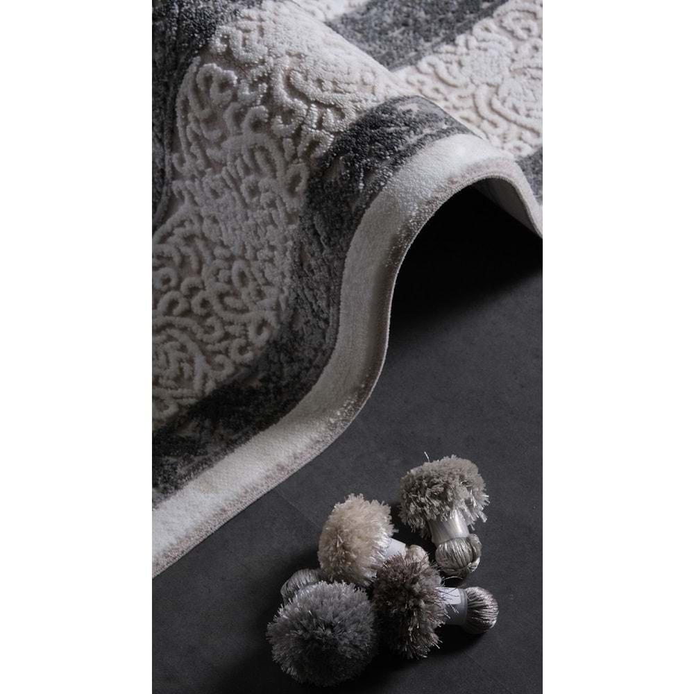 Woolen Ada 3002 Makine Halısı - Gri - 160X230