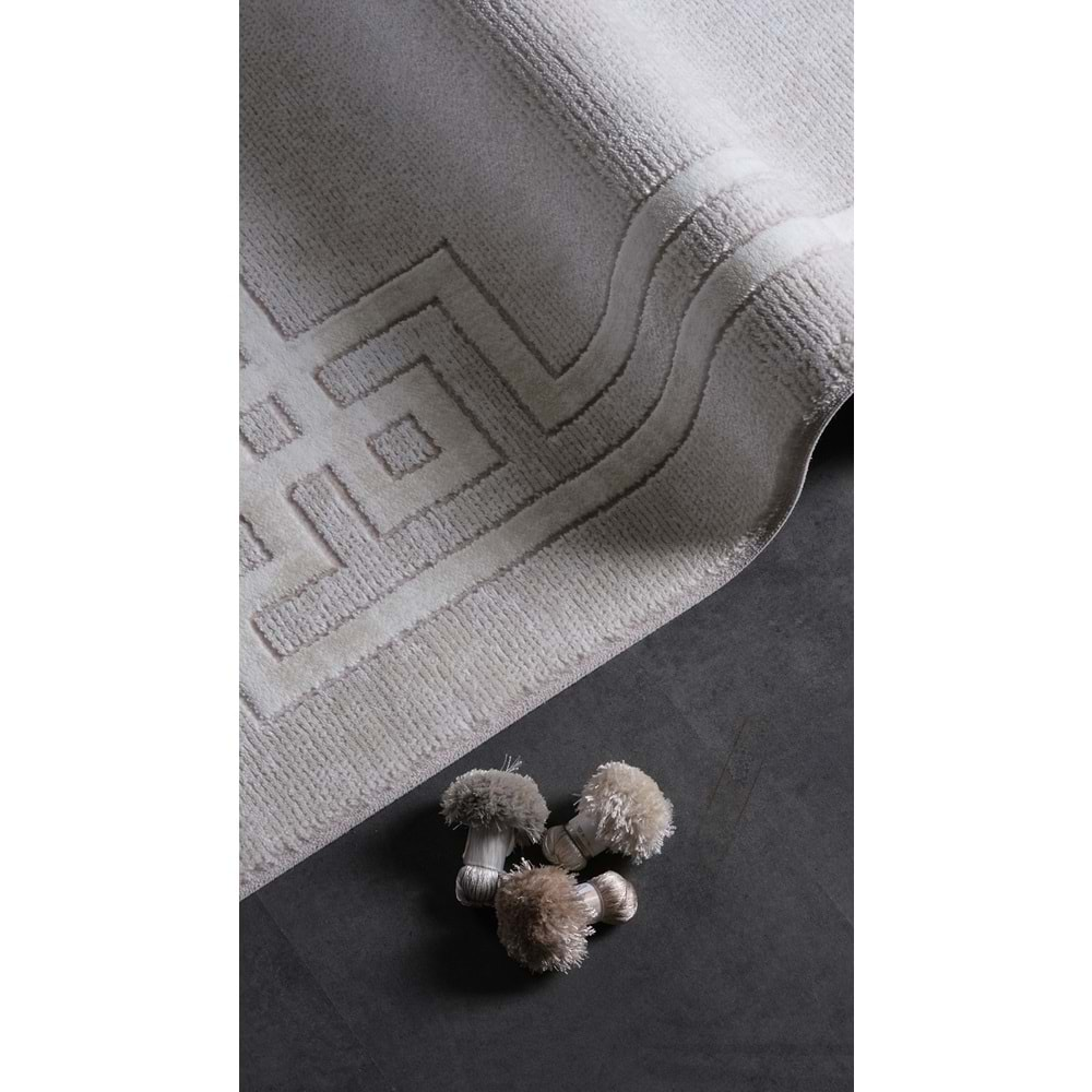 Woolen Ada 3006 Makine Halısı - Beyaz - 100X200