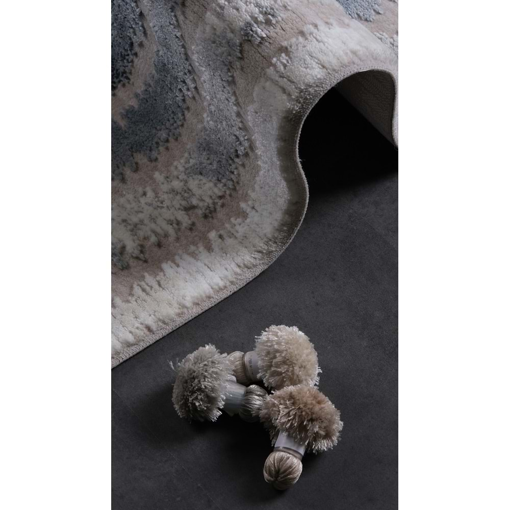 Woolen Ada 3008 Makine Halısı - Mavi - 160X230