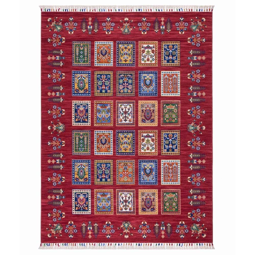 Koza Gördes 7196 Makine Halısı - 120X180 - ST01321-Bordo-120X180